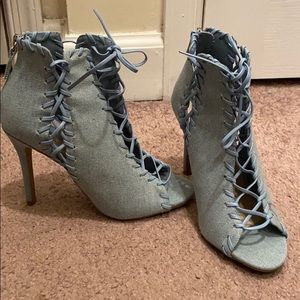 Forever 21 strappy jean high heels!